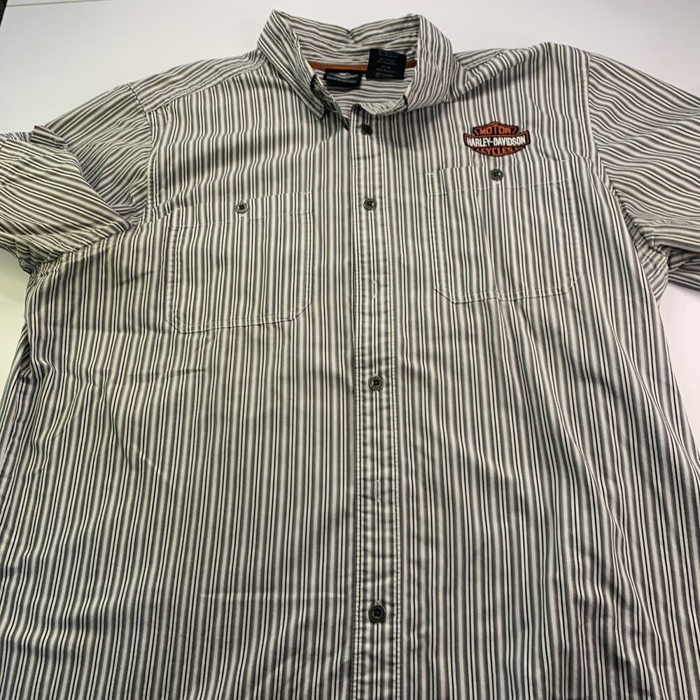 Harley Davidson Genuine MotorClothes Men's Striped XL Shirt Metal Buttons